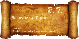 Rakovszky Timur névjegykártya